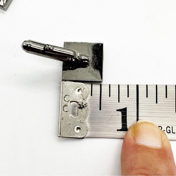 Vintage Anson Gunmetal w/ Gold Stripe Square Cufflinks - Picture 7 of 7